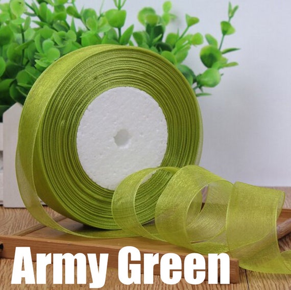 Buy Army Green Organza, 45 Meters Ribbon, 50 Yards Ribbon, 25 Mm
