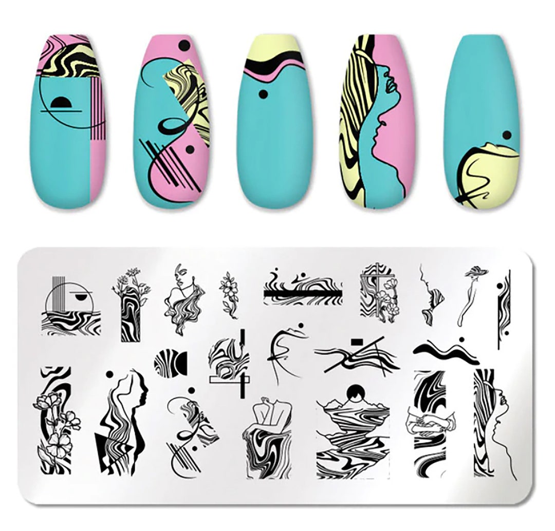 Art Abstract Nail Art Stamping Plate Nail Stamp for DIY Manicure Art