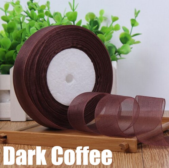 Dark Coffee Organza, 45 Meters Ribbon, 50 Yards Ribbon, 25 Mm