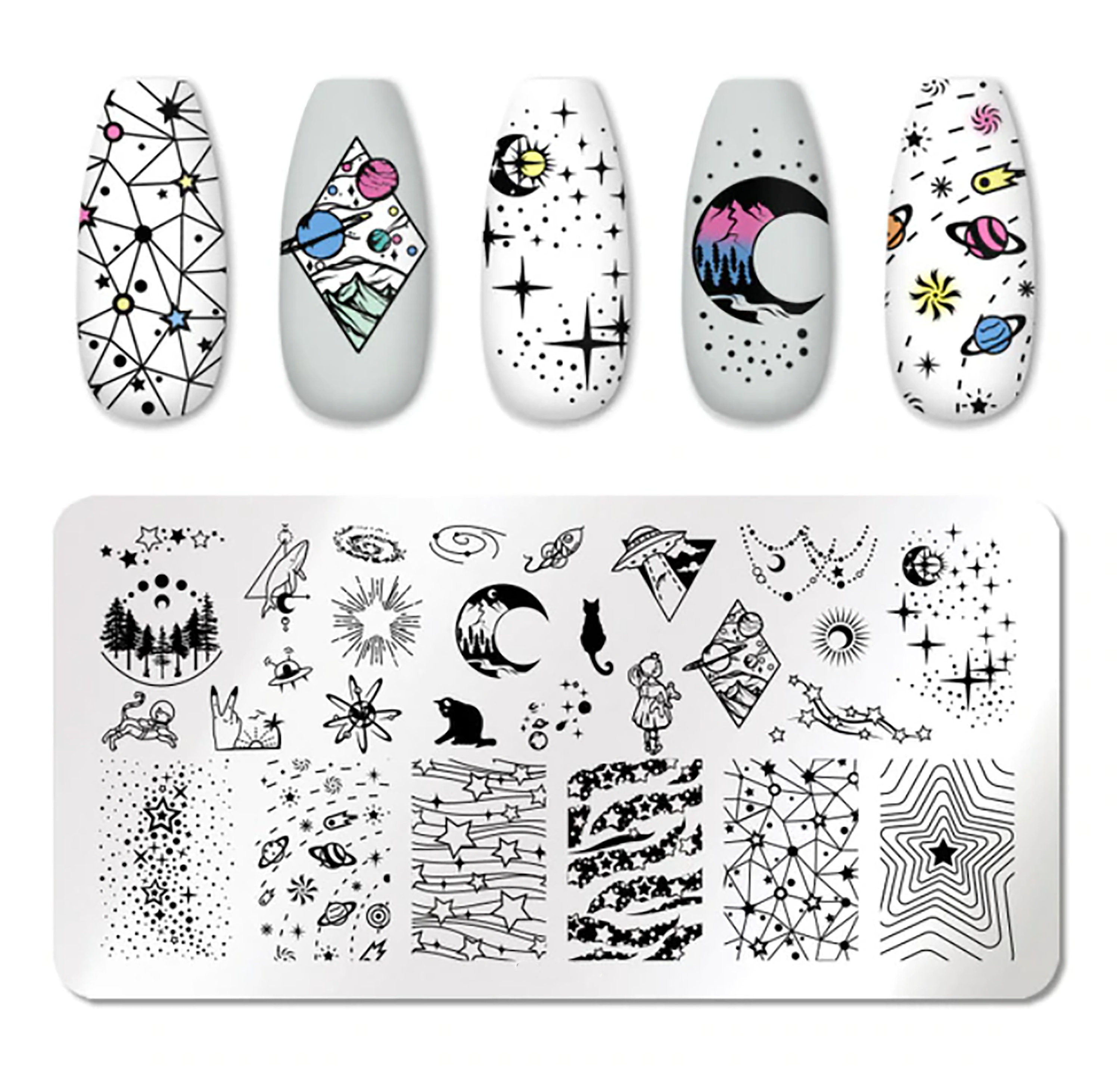 Space Moon Stars Nail Art Stamping Plate Nail Stamp for DIY - Etsy Space Moon Stars Nail Art Stamping Plate Nail Stamp for DIY - Etsy