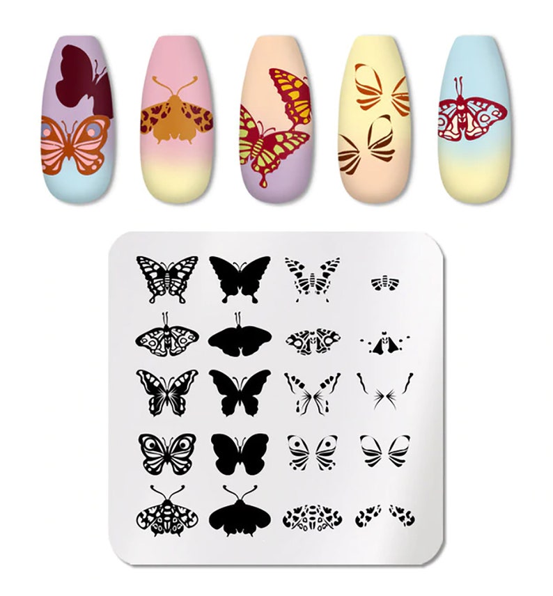 Butterfly Beautiful Butterflies Nail Art Stamping Plate Nail Etsy
