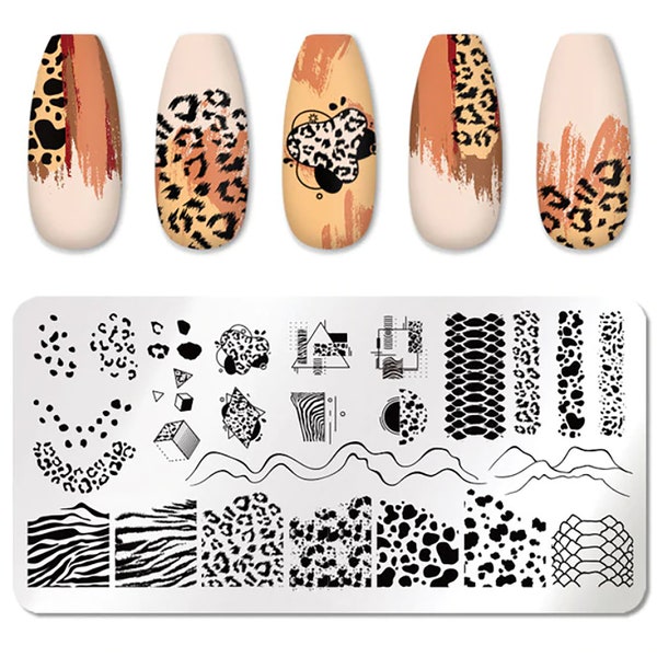 Leopard Zebra Skin Texture Nail Art Stamping Plate Nail Stamp pour DIY Manucure Art Nail Stamping Tool Stamping Plate