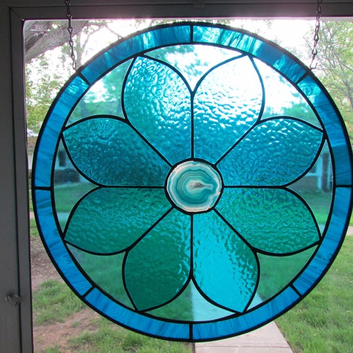 Southwest Geometric Stained Glass Panel Etsy