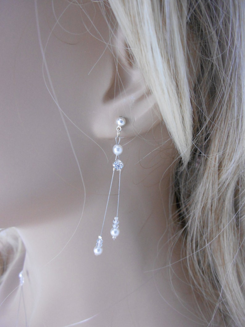 Bridal jewelry with pearly beads and rhinestones strass solitaire Set of wedding jewelry Duo de Strass