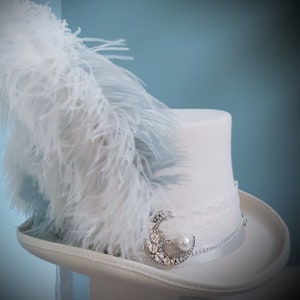 Op Stevie Nicks Moonlight geïnspireerde witte hoge hoed 100% wol Moon Wedding Festival Gypsy Boho