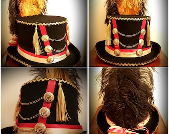 Circus Ringmaster Black 100% Wool Top Hat Ringleader Lion Tamer Freak Show Steampunk Festival Toy Soldier Military