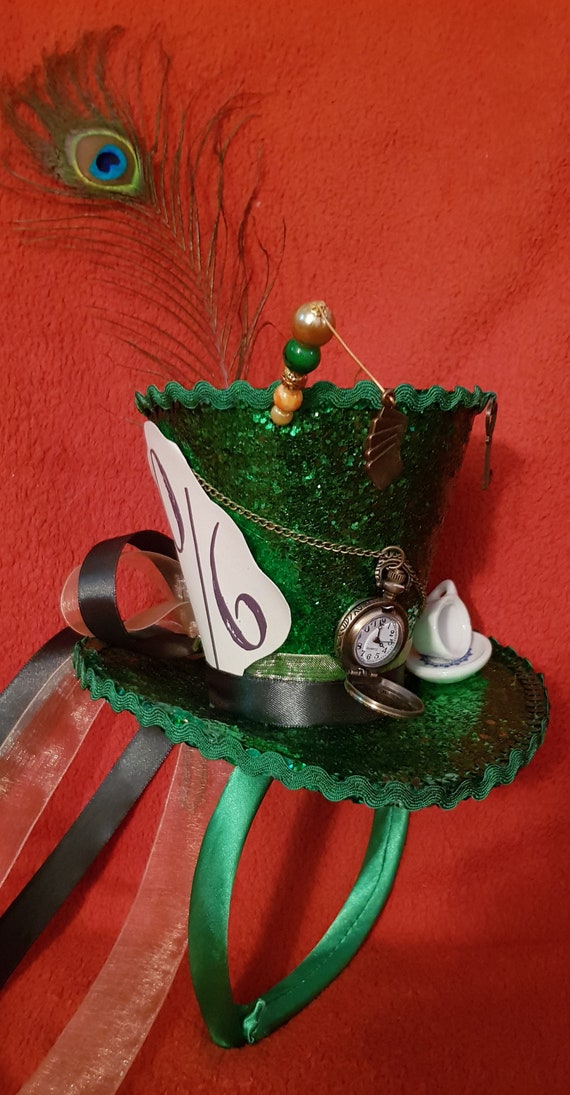 Wonderland Green Mini Top Hat - Etsy 