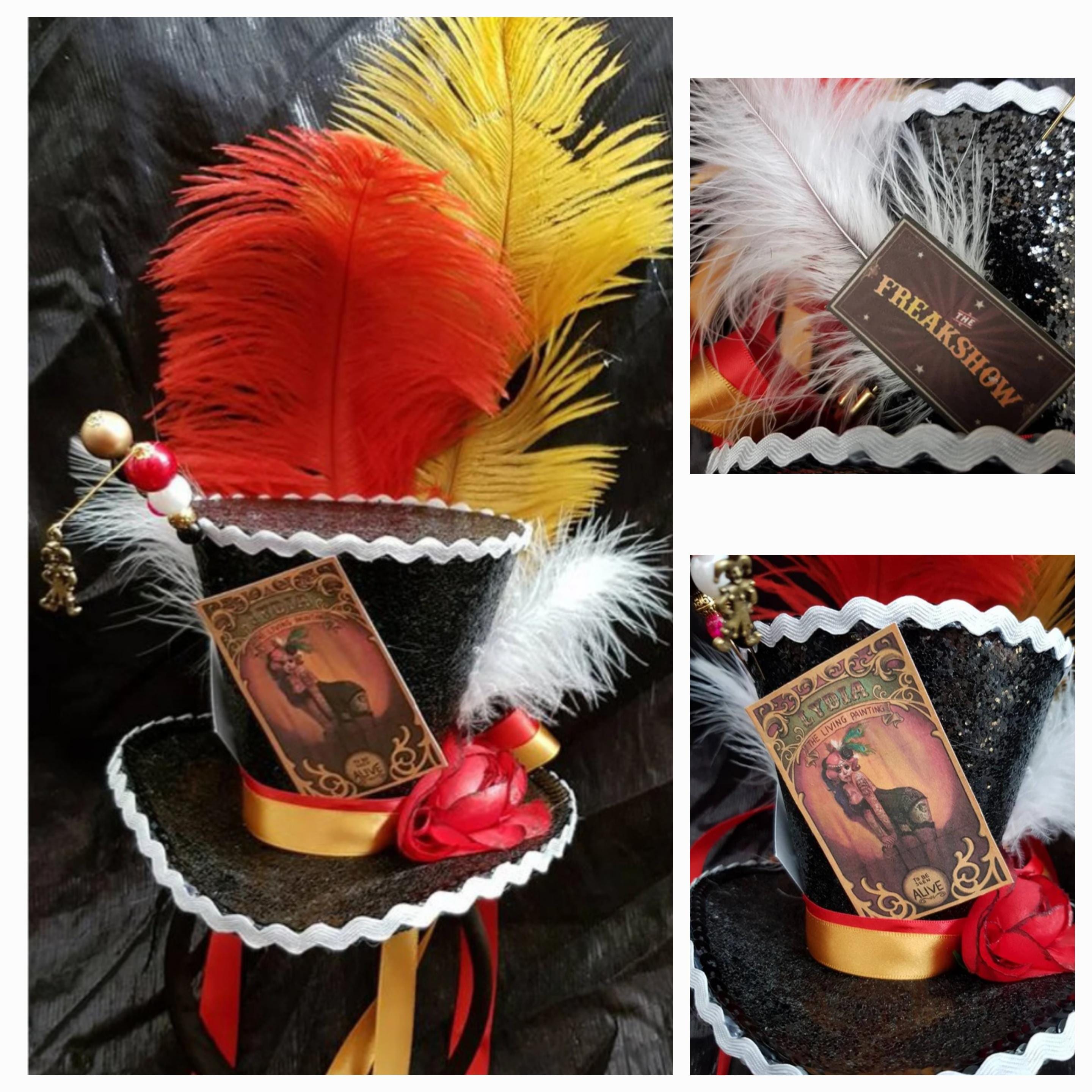 Circus Freak Show Black Mini Top Hat Tattoo Woman Jester