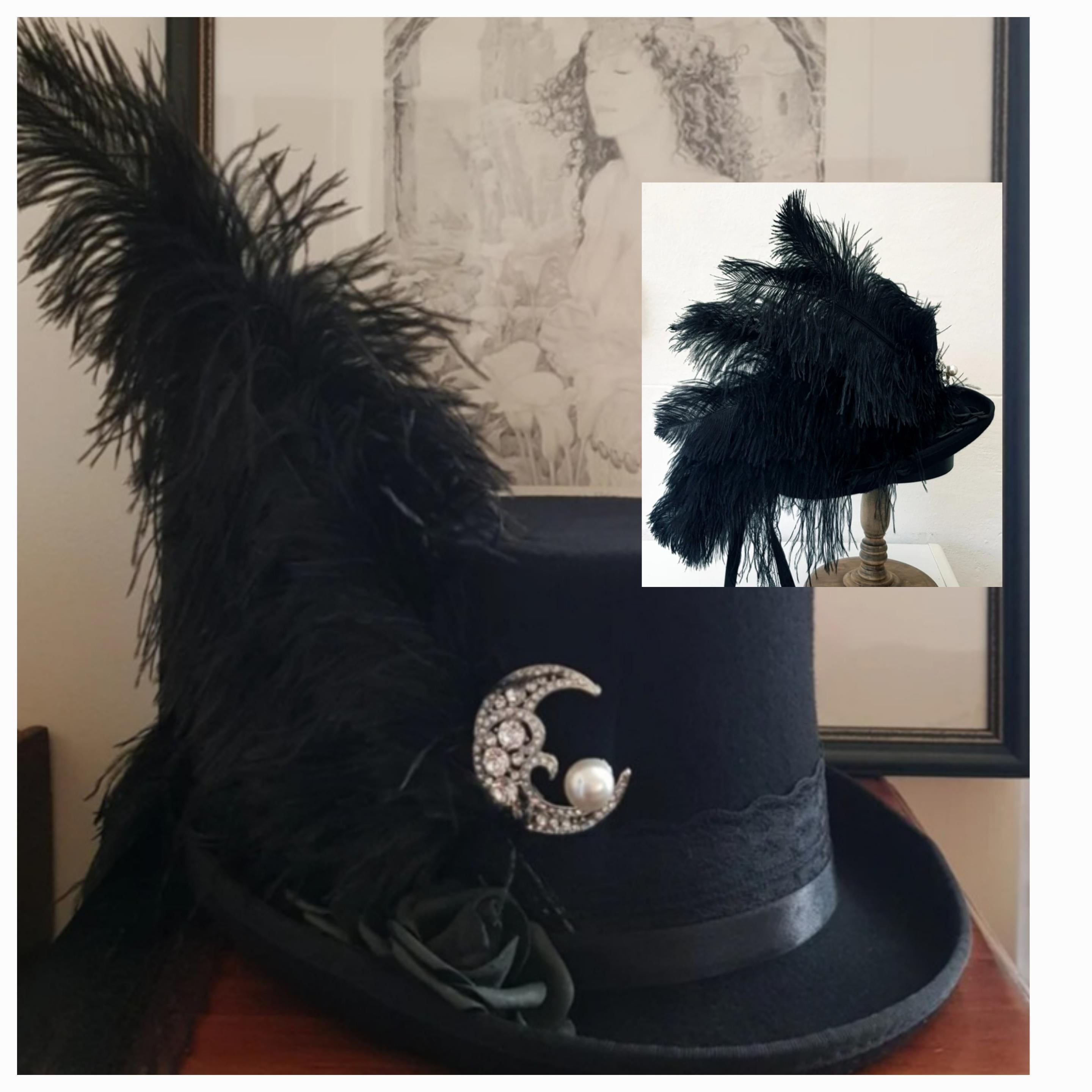 Handmade velvet top hat with bird The bird hat, designed for the @belllapietro runway ??️? main image 4