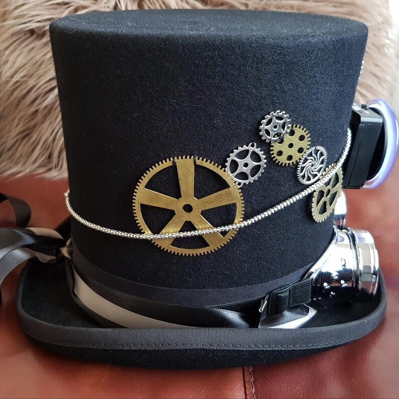 Steampunk Stovepipe Top Hat 100 Wool Mad Scientist Halloween Etsy