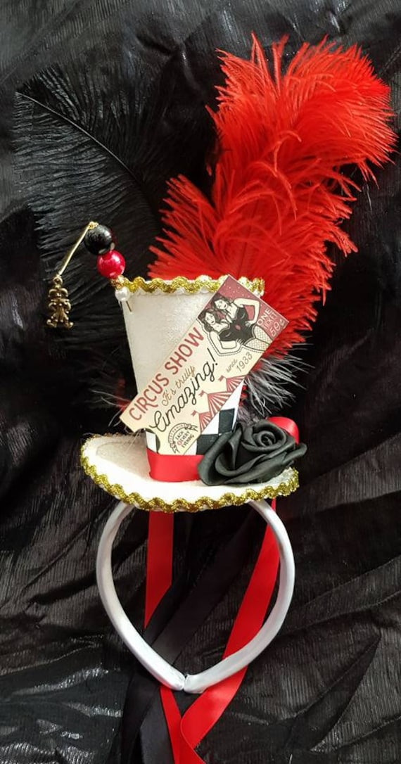 Circus Freakshow White Mini Top Hat Steampunk Cosplay Circus