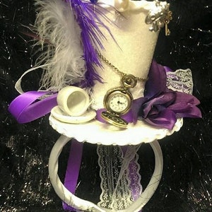 Mad Hatter Alice in Wonderland Alice Through The Looking Glass Bespoke Mini Top Hat Real Pocket Watch Tea Party Wedding Ascot Cosplay image 1