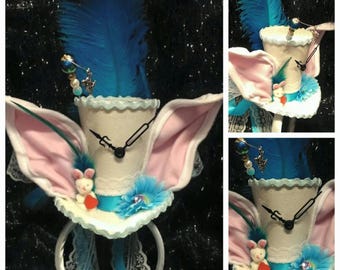 White Rabbit Alice in Wonderland Through The Looking Glass Mini Top Hat Mad Hatter Tea Party Steampunk Wedding Ascot Bunny Clocks Easter