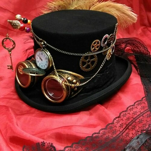 Steampunk Festival Victorian 100% Wool Top Hat Alice Through  display picture 3