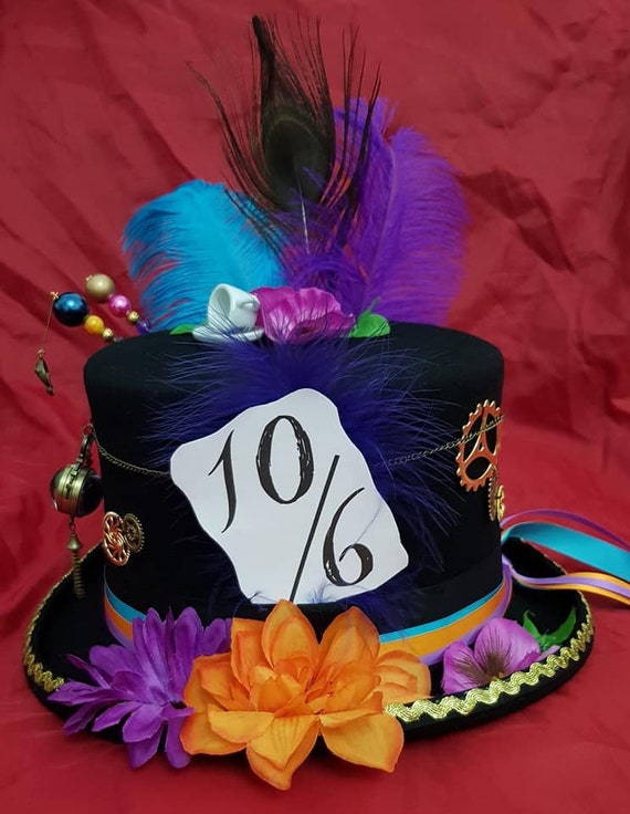 Mad Hatter 100% Wool Black Top Hat 