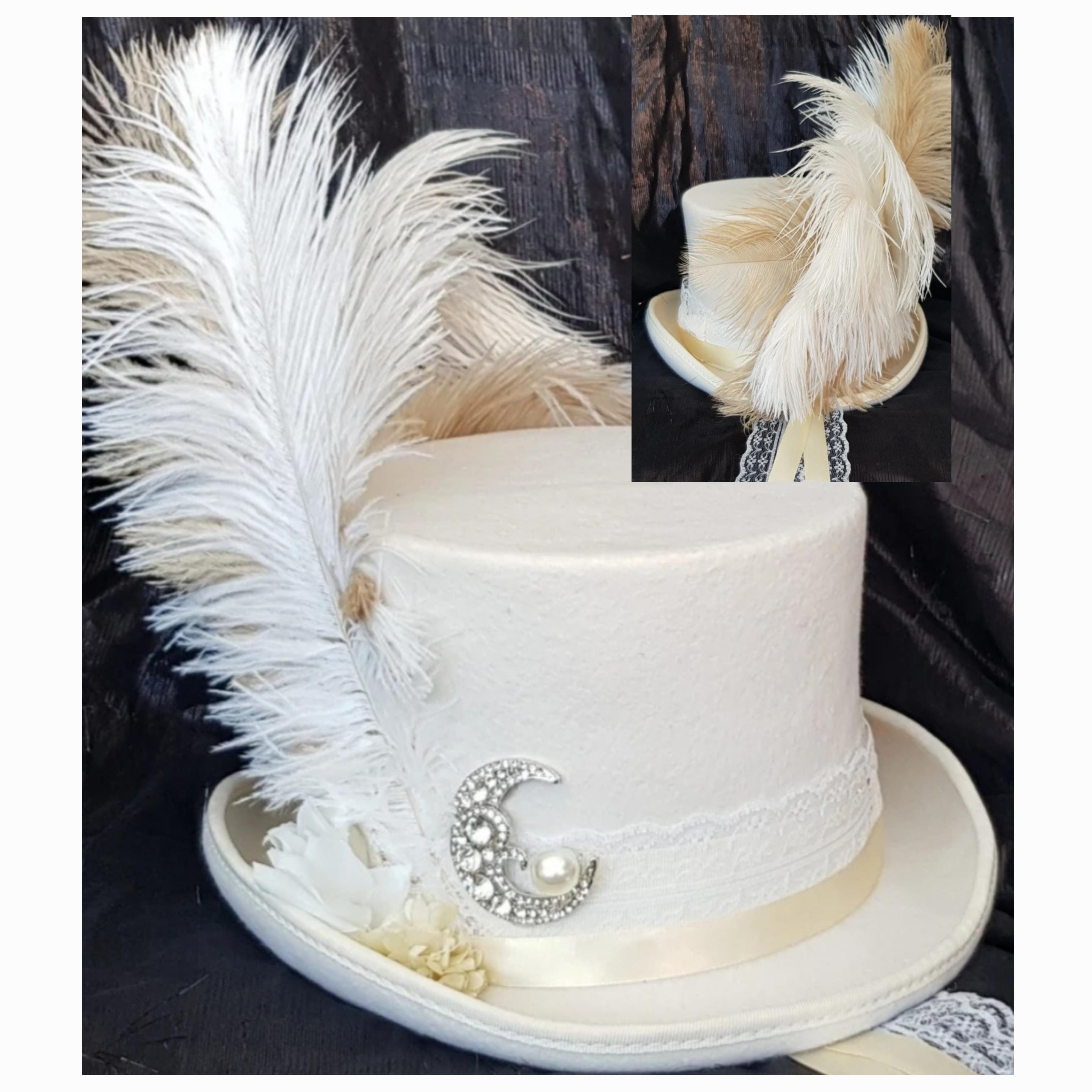 Empire State Hats : 100% Wool Cream Stirrup Hat with Feather Accent - medium Men main image 2