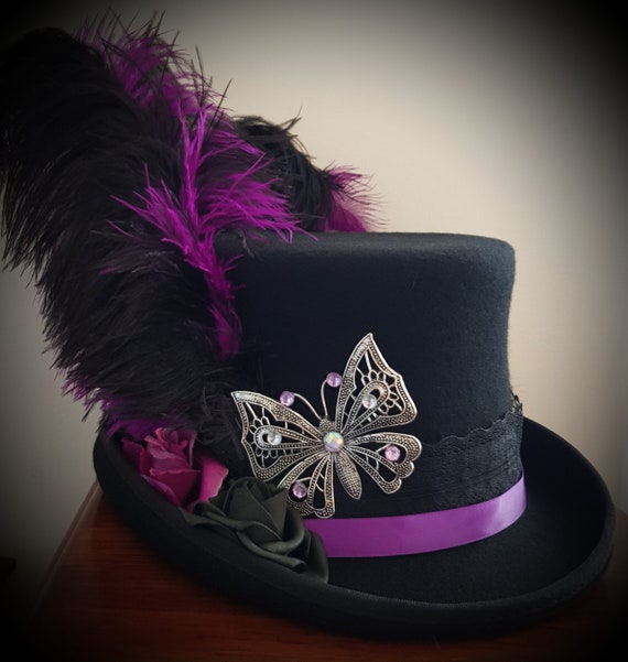 Stevie Nicks Inspired Top Hat Black Purple 100 Wool GYPSY Etsy