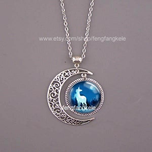 Moonlight in the night Unicorn Necklace Moon the Last Unicorn Inspirational Jewelry Always Be a Unicorn Quote Photo Pendant Cartoon film
