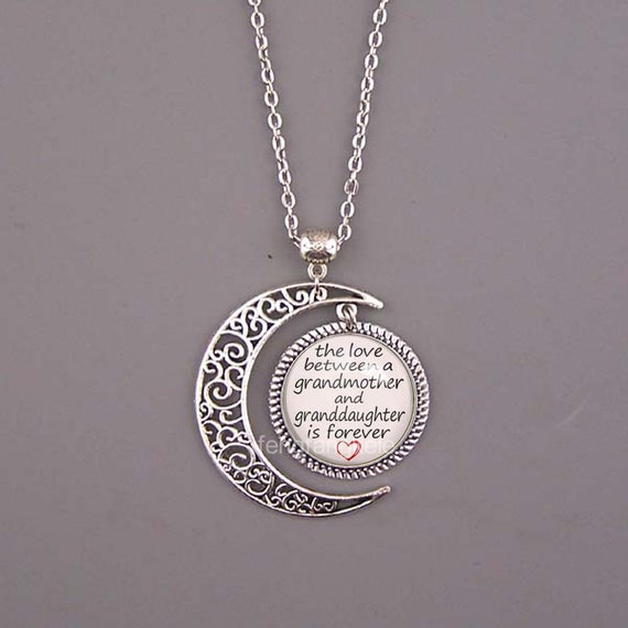 The Love Between a Grandmother and Granddaughter is Forever necklace moon  pendant Family jewelry Holiday gift birthday Christmas customize