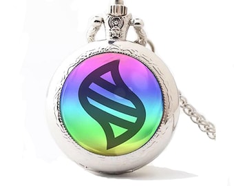 Mega Stone Fickur Halsband Regnbågsgradient Tid Hänge Klocksmycken Anpassad bild För Flicka Pojke Man Kvinnor Bästa Vän Unisex Student