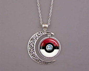 Poke Ball Moon-hangerketting, aangepaste foto oogbolsieraden