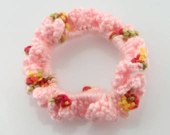 Crocheted Childrens Hair Bands,girl Hair Tie,Pink Cotton thread kid Hair band crochet,Elasticity Hair band handicraft,customize,ecorations