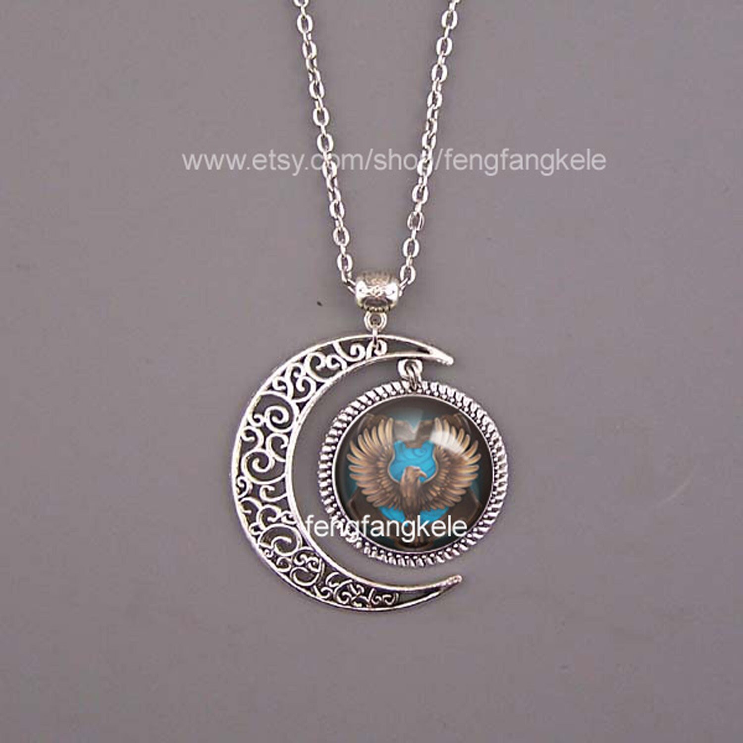 Eagle Necklace Wings symbol jewelry Quote Moon pendant customized picture Fan Holiday party Christmas Unisex children Fashion gift idea