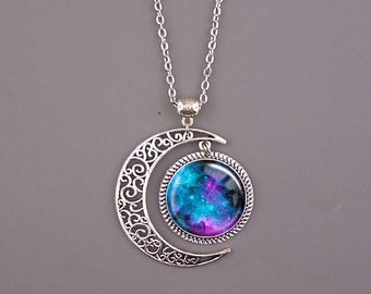 Turquoise Nebula Necklace,Nebula jewelry,Nebula pendant,Galaxy Necklace,Space Pendant,Galaxy Jewelry,Universe Pendant,custom picture pendant