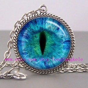 Blue cat's eye Necklace blue and black eyeball jewelry animal eye pendant Custom Picture Jewelry Friendship Gifts for best friend student