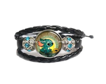 Lilo & Stitch Braided Leather Bracelet, Custom Cartoon Jewelry