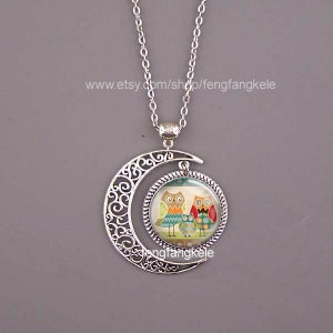 The owls family necklace  three owls pendant father mother baby jewelry Mother&#39;s day Father&#39;s day Thanksgiving Day gift for your dear family