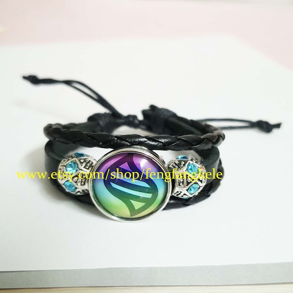 Mega Evolution armband sieraden aangepaste foto cadeau Zwart donkerbruin gevlochten leer aangepaste hanger Vriendschap splatoon Unisex student