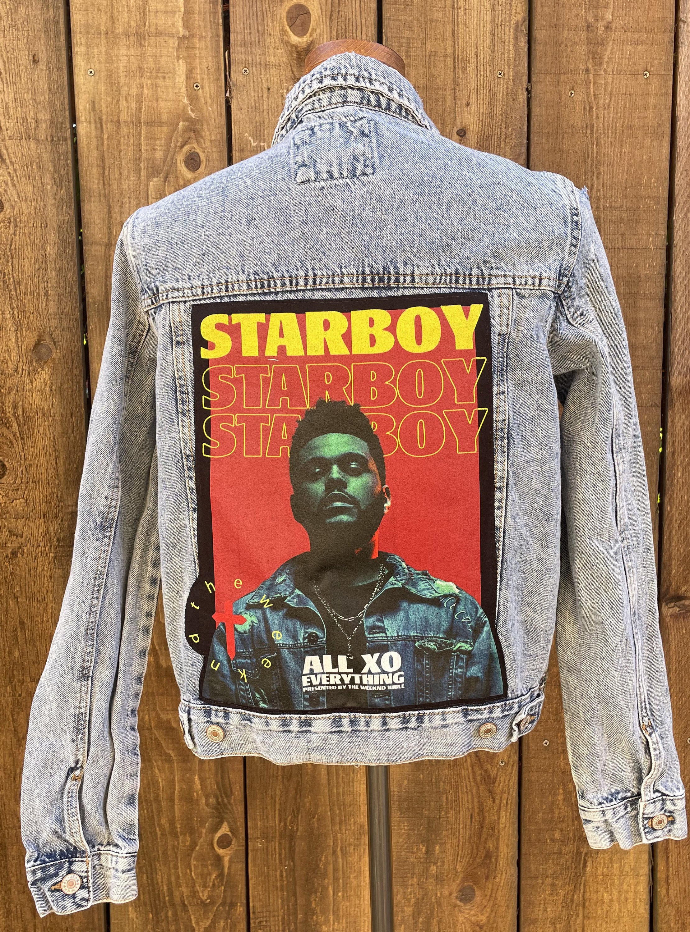 The Weeknd StarBoy Vintage Custom Made Denim Jacket for Sale