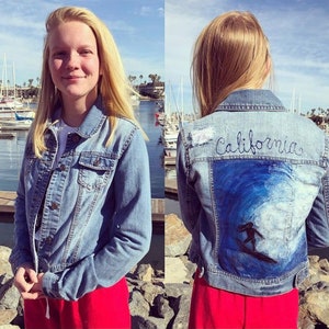 Hand Painted California Waves  Jacket