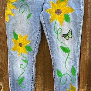 Hand Painted Jeans - Etsy