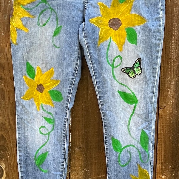 Hand Painted Jeans Etsy