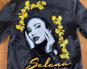 Tops, Hand Painted Selena Quintanilla Crop Denim Jacket