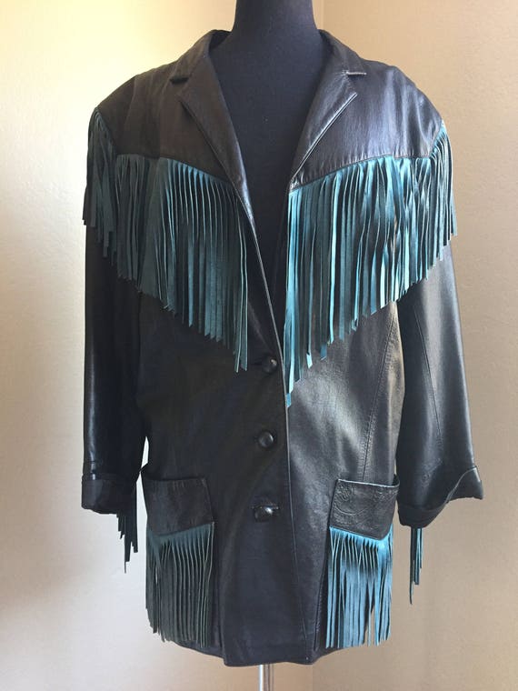 Vintage leather fringe jacket