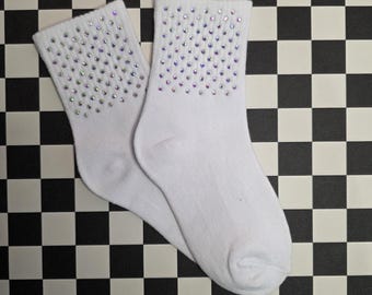 Sparkly Rhinestone Cheer Socks – Crew Socks for Evaluations, Practice, Photoshoots
