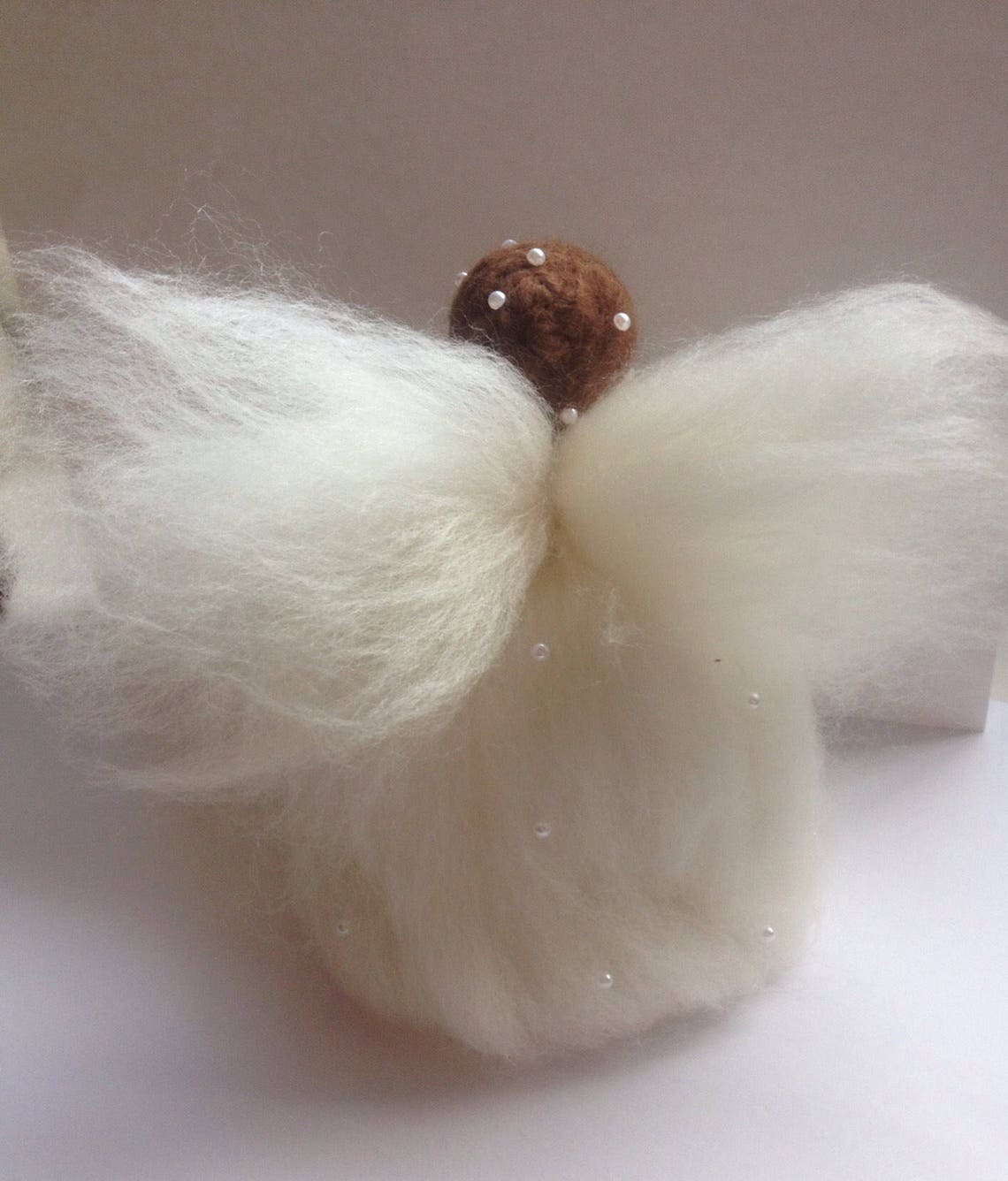 Christmas tree topper. Brown haired Angel in a white dress | Etsy