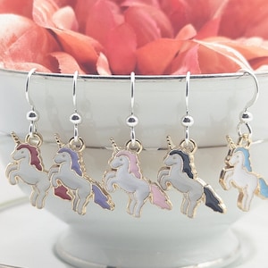 Colorful Unicorn Dangle Earrings: Horse Lover Jewelry