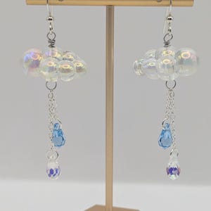 Bubble Raining Cloud Earrings - dangle Crystal earrings - cloud jewelry - gift for her - kawaii earrings