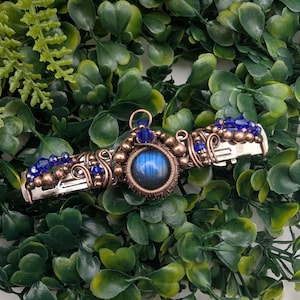 Blue Labradorite Crystal French Barrette - copper wire wrapped witchy jewelry - hair accessories - hair clip - gemstone clip - wiccan