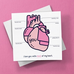 I Love You With Most Of My Heart | Anniversary |  Greeting Card | Galentine's Day | Valentines Day