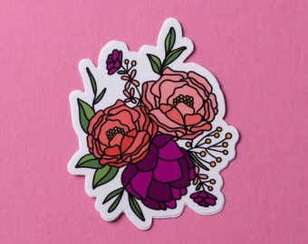 Flower Bouquet Sticker | Laptop Sticker | Water bottle Sticker | Vinyl Sticker | Flowers | Line Art
