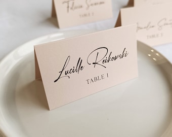Elegant Wedding Escort Cards, Biscuit Shade, Printed Name Cards