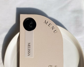 Half Arch Menu, Wax Seal Menu, Cream Menu, Biscuit, Place Cards included, Printed arch wedding menu, Wedding Menu, minimalist, vellum card