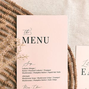 Neutralne menu weselne Proste menu Wizytówki w zestawie Minimalistyczne menu weselne Nowoczesne menu weselne Neutralne menu weselne Neutralna wizytówka