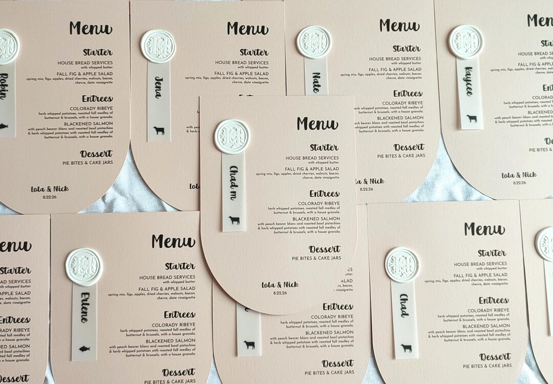 Menu Arch Arch Menu, Neutral Menu, Full Arch Menu, Wax Seal Menu, Place Cards ...