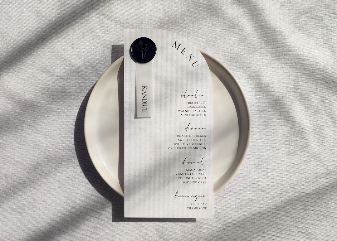 Menu Arch Arch Wedding Menu With Wax Seal & Vellum Place Card, the Original Half ...